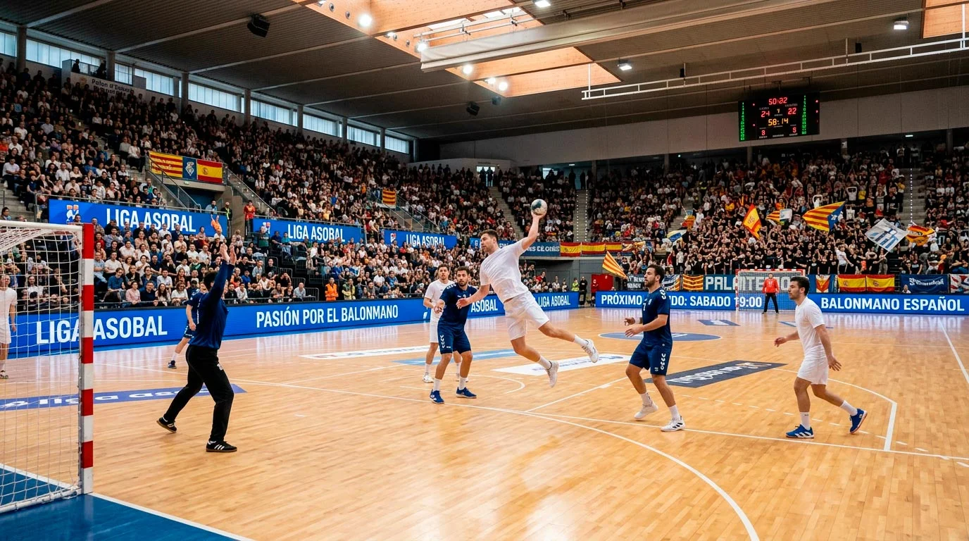 Pabellon de balonmano ASOBAL con publico en las gradas durante un partido